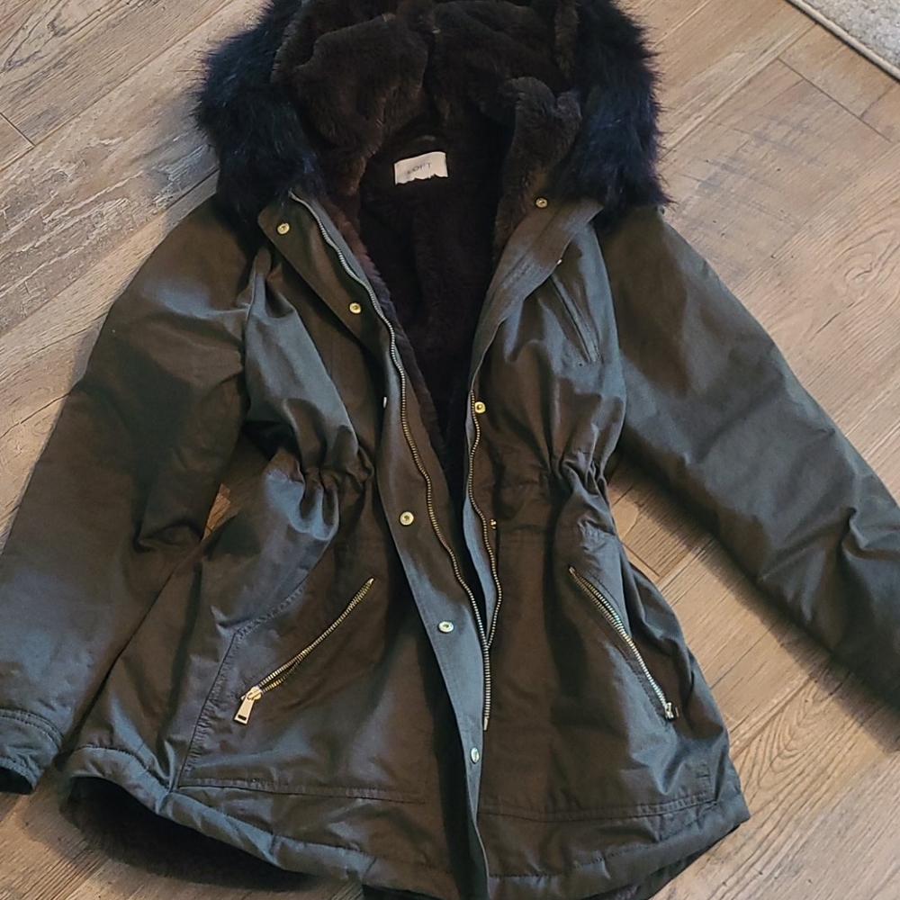 LOFT faux fur trimmed utility jacket
